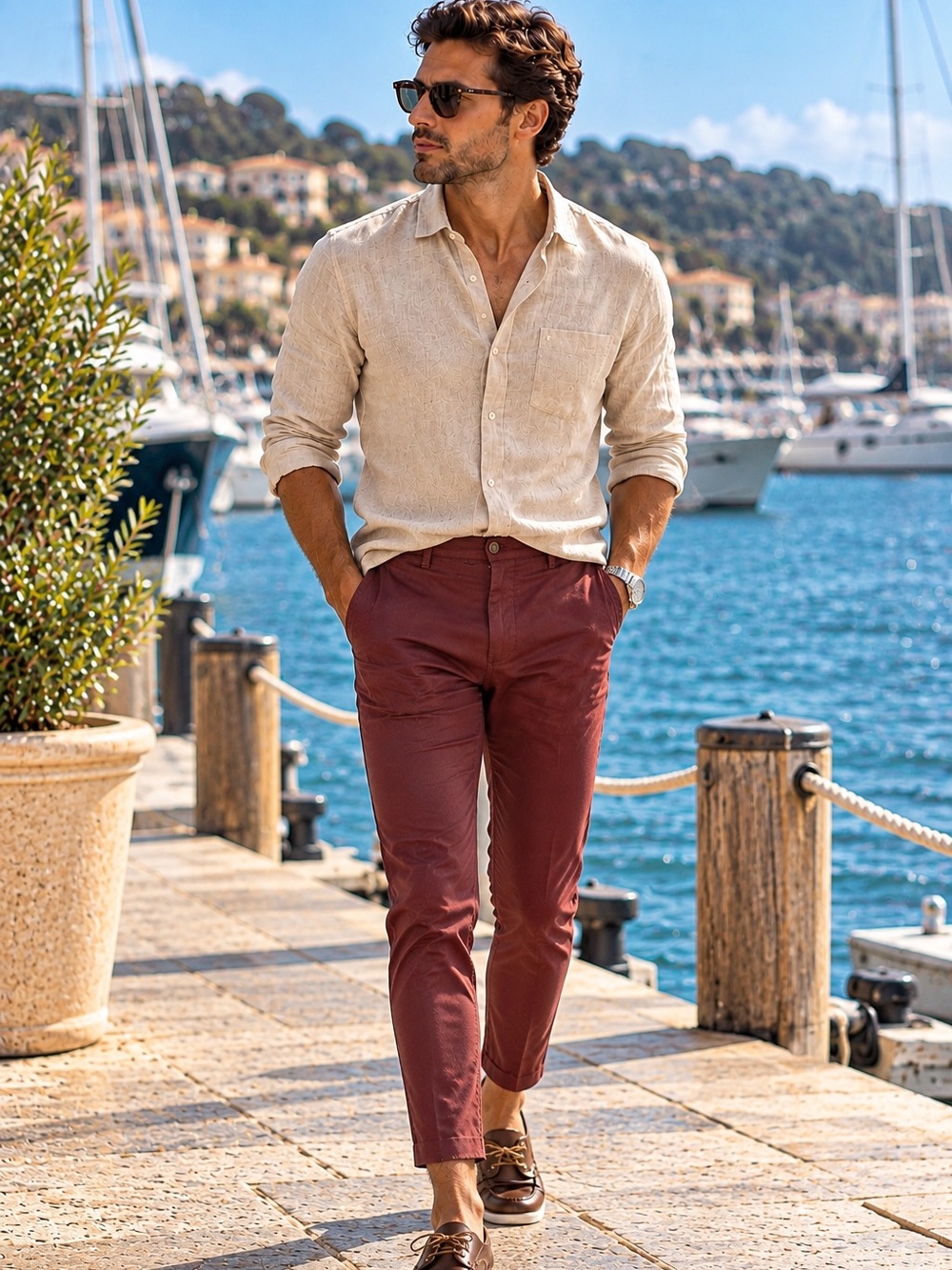 NWT Garbadine Italian Burgandy Ankle pants for men Sz 50/ 36